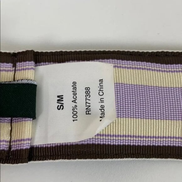 Rare J.Crew S / M Vintage Belt Bamboo Buckle Striped Lavender Brown Ivory - Picture 2 of 11